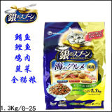 贝多芬宠物/日本进口Unicharm银勺鲔鱼鲣鱼鸡肉蔬菜猫粮G25 1.3Kg