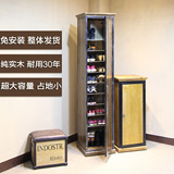 欧式创意实木旋转鞋柜 美式LOFT简约现代门厅柜鞋架多功能储物柜