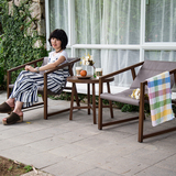 乐活户外阳台桌椅三件套休闲组合现代简约创意仿木纹庭院花园家具