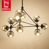 艺术魔豆吊灯现代简约创意北欧美式工业风玻璃圆球吊灯客厅餐厅灯