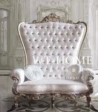 欧式新古典懒人形象影楼椅法式实木布艺高背沙发雕刻布艺休闲椅