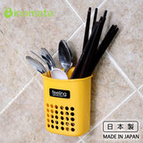 日本多功能创意吸盘筷筒挂式筷子筒桶放勺刀叉收纳盒筷架快笼篓架