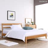 家具日式橡木床北欧现代简约风格双人床简约时尚小户型实木床