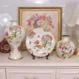 创意欧式陶瓷花瓶三件套大号客厅摆件家居饰品复古花瓶工艺品套装