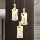 餐桌灯现代风格lled吊灯创意三头鱼线吊灯艺术玻璃灯罩歺厅灯田园