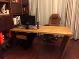 loft复古办公桌椅实木电脑桌台式家用简约现代铁艺老板桌创意书桌