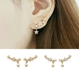 防过敏S925银针 韩国气质耳饰品闪亮满钻星星耳钉女耳环甜美简约