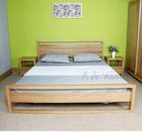 简约现代实木家具 白橡木实木床 1.5米双人床特价全实木大床包邮