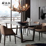 北欧实木大理石餐桌椅组合小户型宜家简约现代长方形吃饭桌餐台