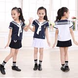 夏季大中小女童学生幼儿园服校服演出服英伦学院风套装海军水手服
