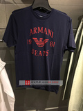 新款 AJ/ARMANI JEANS 阿玛尼红色大LOGO男士圆领T恤美国代购