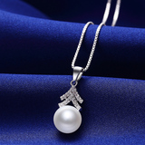项链女锁骨链设计925纯银简约韩国天然珍珠配饰品吊坠 情人节礼物