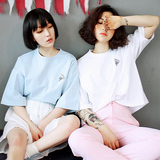 夏季女装五分袖刺绣羽毛球T恤学生装韩国短袖宽松百搭半袖上衣服