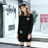 韩版秋装新款宽松大码中学生中长款棒球服女学院风开衫外套上衣潮