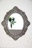 美式乡村做旧风格旧木雕花梳妆镜浴室镜挂镜化妆镜挂墙镜子