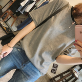 春夏2016 韩国原创新款洋气时尚细横条纹宽松百搭短袖T恤女