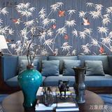 酒店客厅沙发卧室背景墙无缝无纺布壁纸壁画墙纸中式古典竹子花鸟