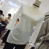 韩国TG夏季新款七分喇叭袖圆领套头显瘦打底不规则纯色t恤女上衣