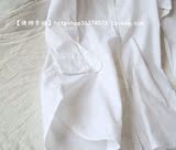 日单春季新款常规翻领棉混纺直筒长袖长款衬衣—白