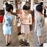 童装2016夏季新款韩版女童卡通弹力棉背心裙中长款包臀裙连衣裙
