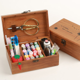包邮实木针线盒韩国风针线套装缝纫手缝家用收纳盒创意礼品针线包