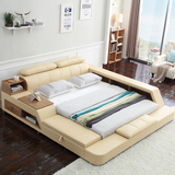 皮床榻榻米双人储物床 1.8米真皮婚床 简约现代家具小户型皮艺床