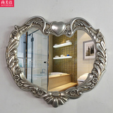 创意心形欧式壁挂镜子防水浴室镜装饰镜框卫浴镜玄关镜化妆梳镜子