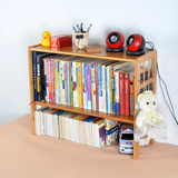桌上收纳架两层简易书架办公桌面置物架竹子学生儿童小书架书柜