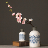 新中式 美式复古冰裂纹醉青花瓷花瓶摆件 桌面插花陶瓷花器装饰品