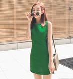 2016夏款韩国代购官网正品 Cherrykoko简单绿色连衣裙C65PROP21