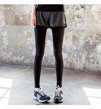 速干 韩版假两件女子运动跑步健身小脚弹力紧身显瘦九分长裤子夏