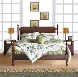 美式乡村实木1.8M床欧式水曲柳黑胡桃色1.5M婚床卧房家具 美式床