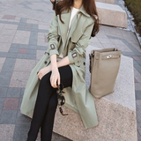 韩国代购2016秋冬新款女装潮薄款韩版气质双排扣中长款风衣外套女