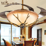 美式鹿角LED负离子隐形扇风扇灯吊灯欧式客厅卧室餐厅吊扇灯