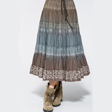 sdeer圣迪奥专柜正品 女装秋装新品 甜美扎染波西米亚长裙1381157