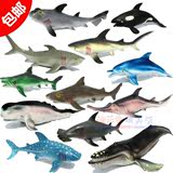 包邮！仿真动物玩具鲨鱼鲸鱼虎锤头巨齿鲨12款海洋动物玩具模型