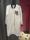 2016秋季字母绣章立领长袖棒球服女中长款休闲外套开衫MA161COT30