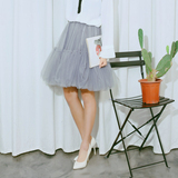 2016春季新款韩版网纱拼接半身裙半身收腰蓬蓬可爱半身短裙
