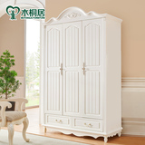 韩式田园柜子 拉门衣橱 白色烤漆三门衣橱 木质卧室推拉门衣柜