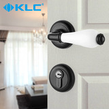 德国KLC欧式青古铜室内房门门锁黑色分体房门锁具黑色陶瓷把手