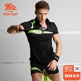 新款韩国进口wiffwaff2016年羽毛球服男正品翻领速干透气短袖套装