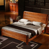 现代简约中式全实木床1.8米储物高箱床1.5M1.2双人橡胶橡木婚床