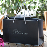 韩国高档手提袋纸袋子 纯黑色加厚商务送礼化妆品礼品包装袋批发