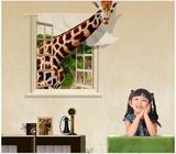 3D立体墙贴壁纸 可移除儿童房客厅卧室书房装饰贴纸长颈鹿墙贴画