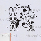迪士尼疯狂动物城卡通动漫装饰贴画尼克狐狸朱迪兔子笔记本墙贴纸