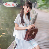 鹿深鹿韵记原创设计改良汉服女对襟褶裙套装日常中国风复古汉元素