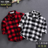 男宝宝格子衬衫韩版婴儿童装春秋装外套男童长袖衬衣0-1-2-3岁潮