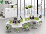 北京办公家具三人办公桌弧形转角工位带屏风隔断3人6人办公桌定制