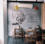 手绘咖啡 小清新创意咖啡奶茶店西餐厅 店铺橱窗玻璃门装饰墙贴纸