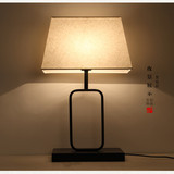 新中式台灯 现代简约仿古铁艺中式床头布艺装饰台灯卧室酒店台灯